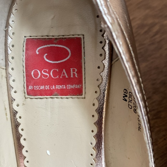 Oscar by Oscar de la Renta Gold Weaved Crystal Open Toe Wedge Heels, Women's 6 M - Picture 5 of 16